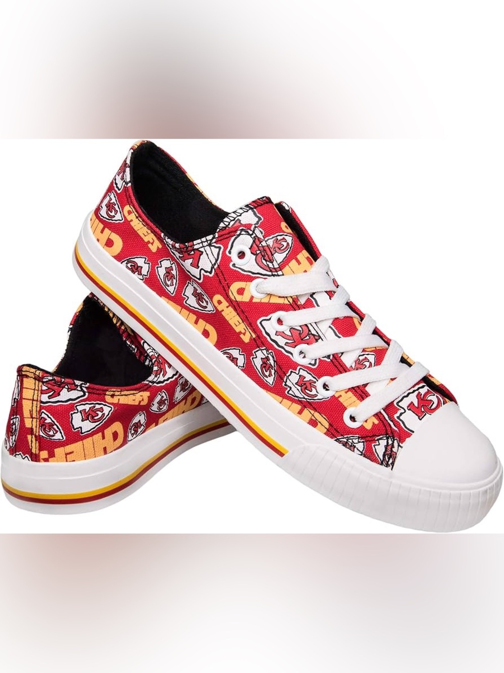 Kansas City Chiefs Womens Low Top Repeat Print Canvas Shoe Size 9